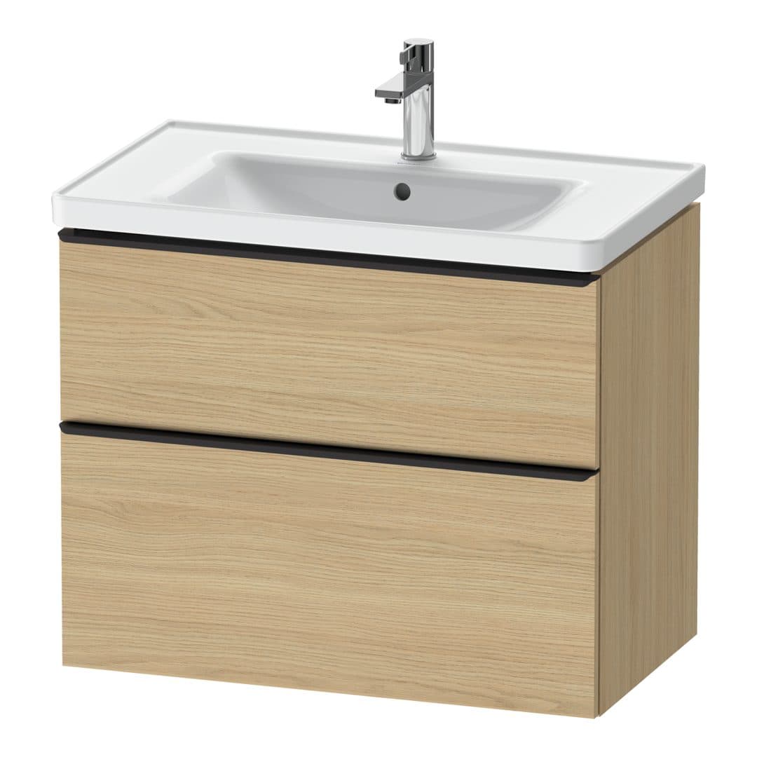 Duravit D-Neo – Έπιπλο Νιπτήρα – 784 mm, 2 συρτάρια, νιπτήρας κέντρο, 784 x 452 x 625 mm, Diamond black Matt – Natural oak, Decor (DE43550BD300000)
