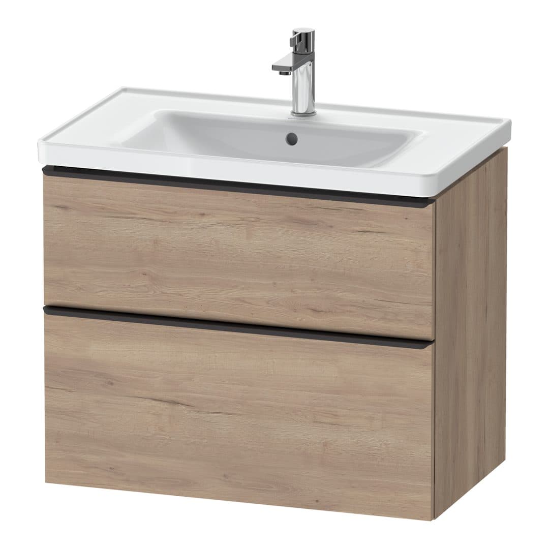 Duravit D-Neo – Έπιπλο Νιπτήρα – 784 mm, 2 συρτάρια, νιπτήρας κέντρο, 784 x 452 x 625 mm, Diamond black Matt – Marbled Oak Matt, Decor (DE43550BD550000)