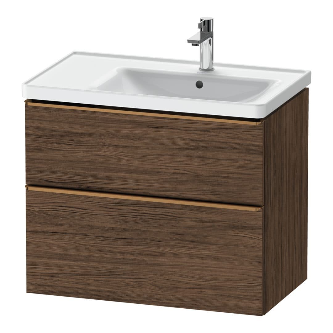 Duravit D-Neo – Έπιπλο Νιπτήρα – 784 mm, 2 συρτάρια, νιπτήρας δεξιά, Bronze Brushed – Walnut dark Matt, Decor (DE4358004210000)