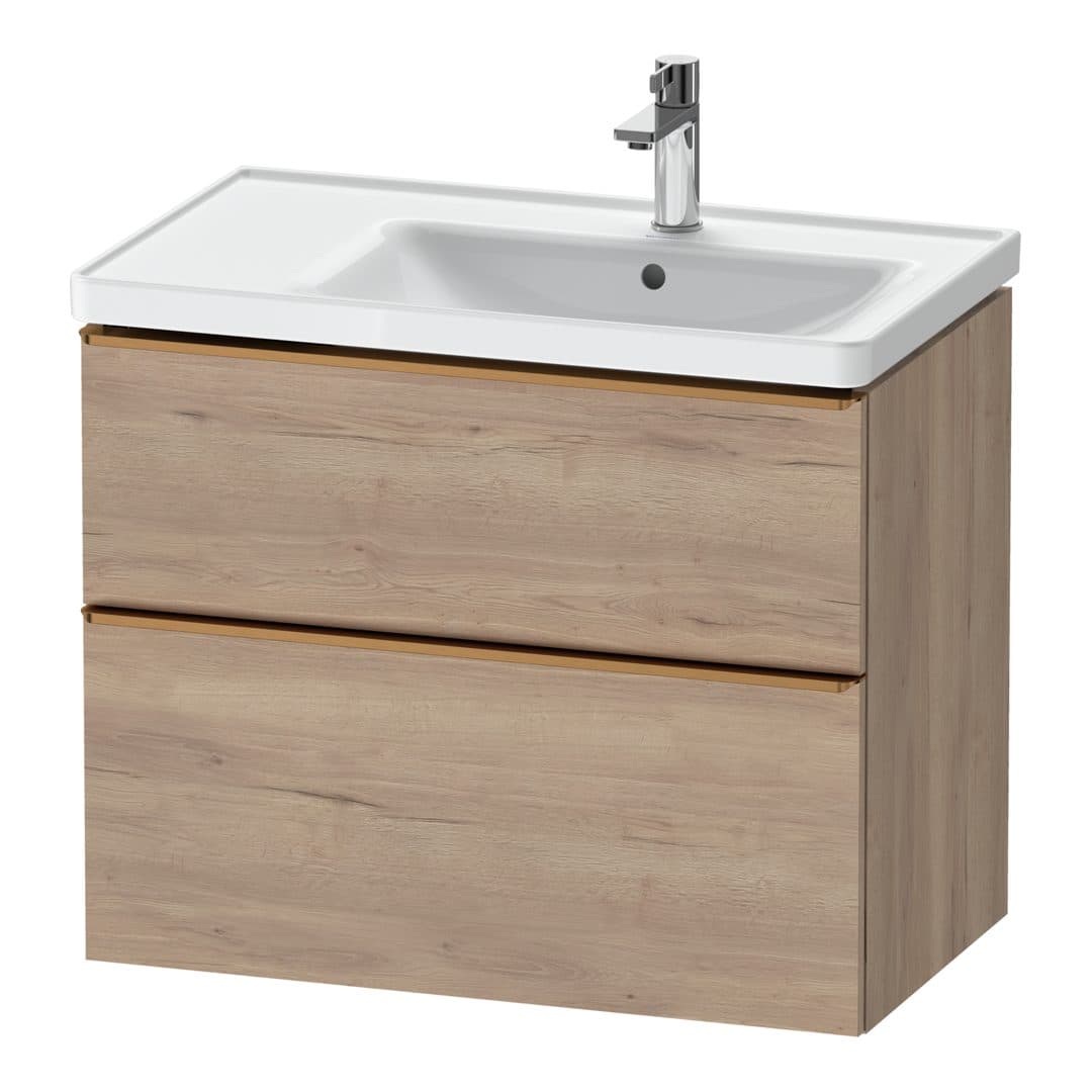 Duravit D-Neo – Έπιπλο Νιπτήρα – 784 mm, 2 συρτάρια, νιπτήρας δεξιά, Bronze Brushed – Marbled Oak Matt, Decor (DE4358004550000)