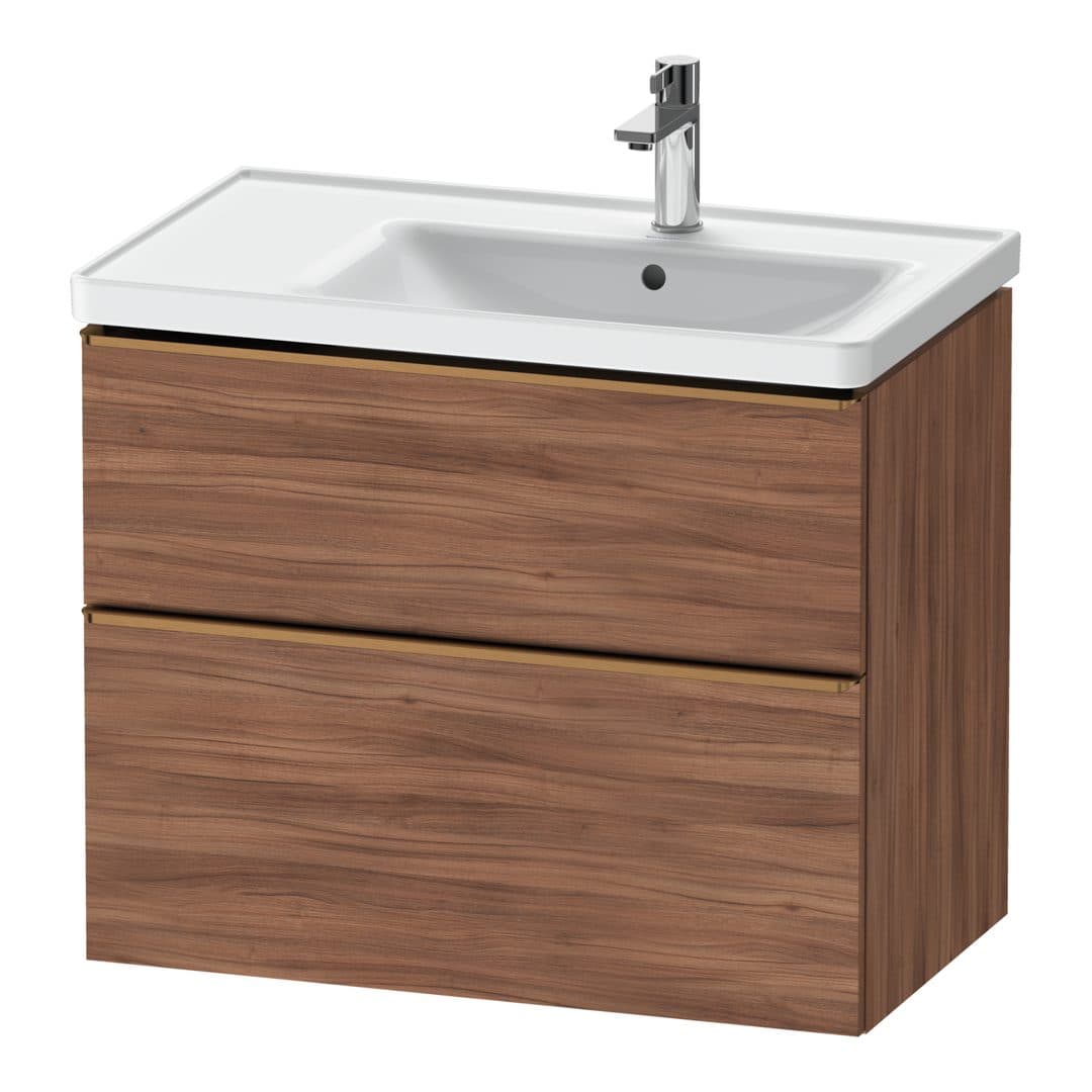 Duravit D-Neo – Έπιπλο Νιπτήρα – 784 mm, 2 συρτάρια, νιπτήρας δεξιά, Bronze Brushed – Walnut Matt, Decor (DE4358004790000)