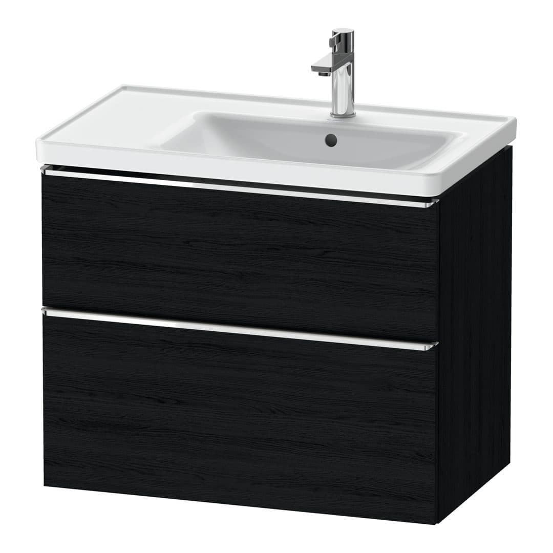 Duravit D-Neo – Έπιπλο Νιπτήρα – 784 mm, 2 συρτάρια, νιπτήρας δεξιά, Chrome High Gloss – Black oak Matt, Decor (DE4358010160000)