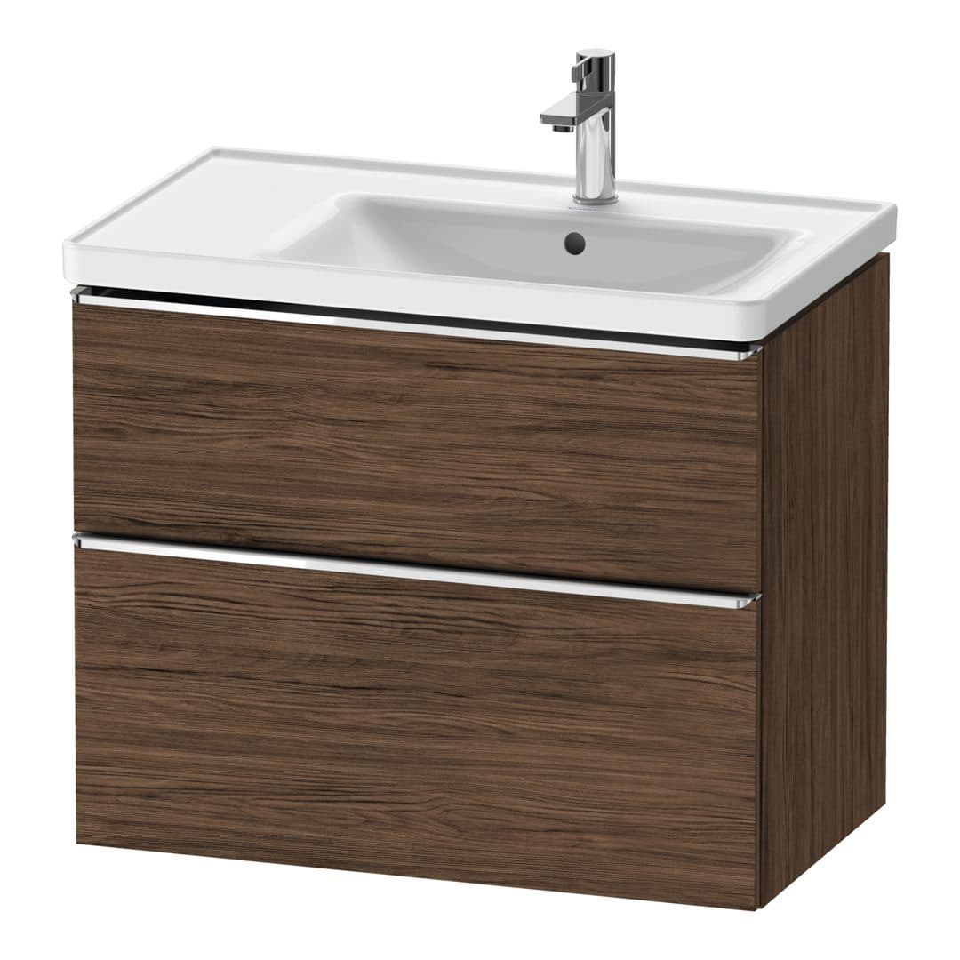 Duravit D-Neo – Έπιπλο Νιπτήρα – 784 mm, 2 συρτάρια, νιπτήρας δεξιά, Chrome High Gloss – Walnut dark Matt, Decor (DE4358010210000)