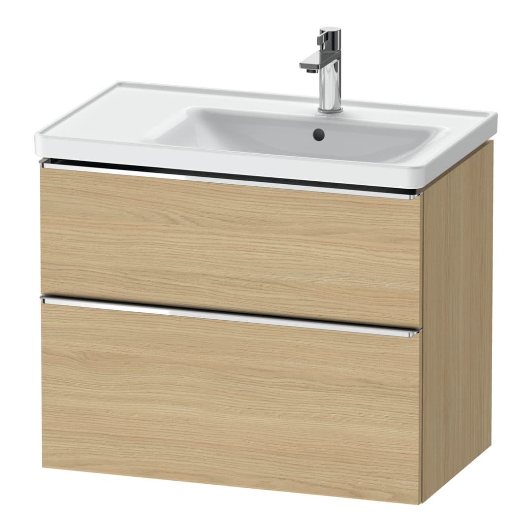 Duravit D-Neo – Έπιπλο Νιπτήρα – 784 mm, 2 συρτάρια, νιπτήρας δεξιά, Chrome High Gloss – Natural oak, Decor (DE4358010300000)
