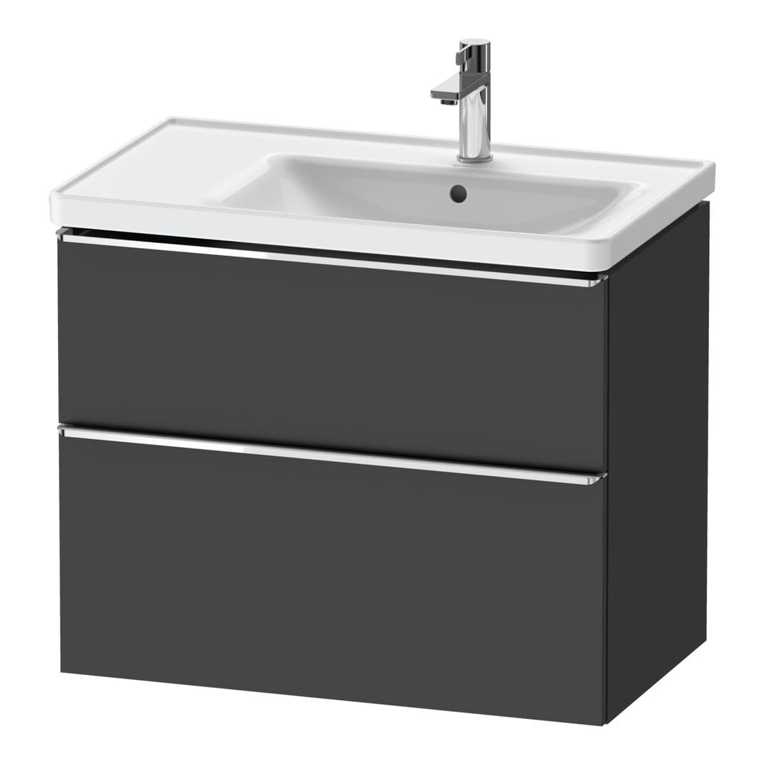 Duravit D-Neo – Έπιπλο Νιπτήρα – 784 mm, 2 συρτάρια, νιπτήρας δεξιά, Chrome High Gloss – Graphite Matt, Decor (DE4358010490000)