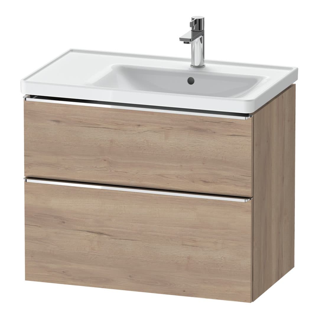 Duravit D-Neo – Έπιπλο Νιπτήρα – 784 mm, 2 συρτάρια, νιπτήρας δεξιά, Chrome High Gloss – Marbled Oak Matt, Decor (DE4358010550000)