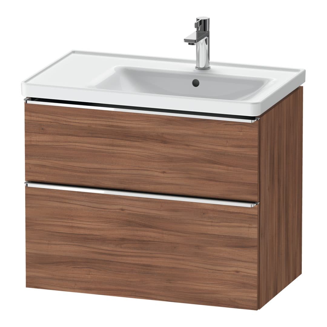 Duravit D-Neo – Έπιπλο Νιπτήρα – 784 mm, 2 συρτάρια, νιπτήρας δεξιά, Chrome High Gloss – Walnut Matt, Decor (DE4358010790000)