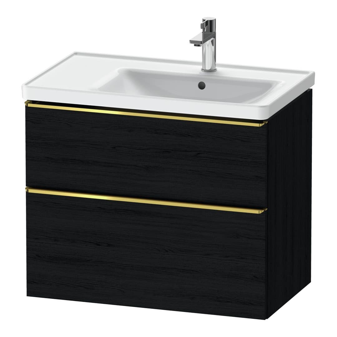 Duravit D-Neo – Έπιπλο Νιπτήρα – 784 mm, 2 συρτάρια, νιπτήρας δεξιά, Gold Polished – Black oak Matt, Decor (DE4358034160000)