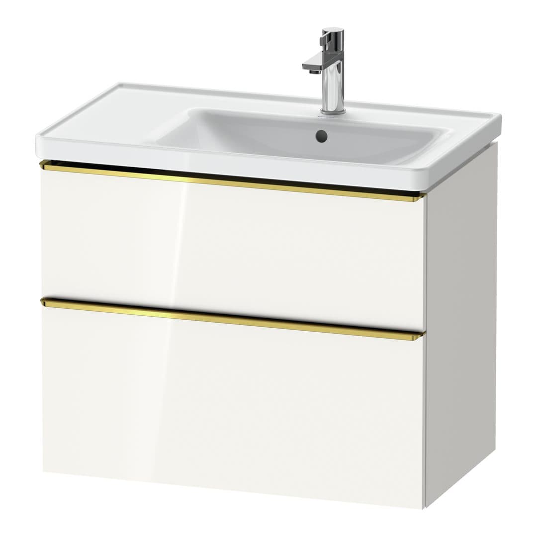 Duravit D-Neo – Έπιπλο Νιπτήρα – 784 mm, 2 συρτάρια, νιπτήρας δεξιά, Gold Polished – White High Gloss, Decor (DE4358034220000)