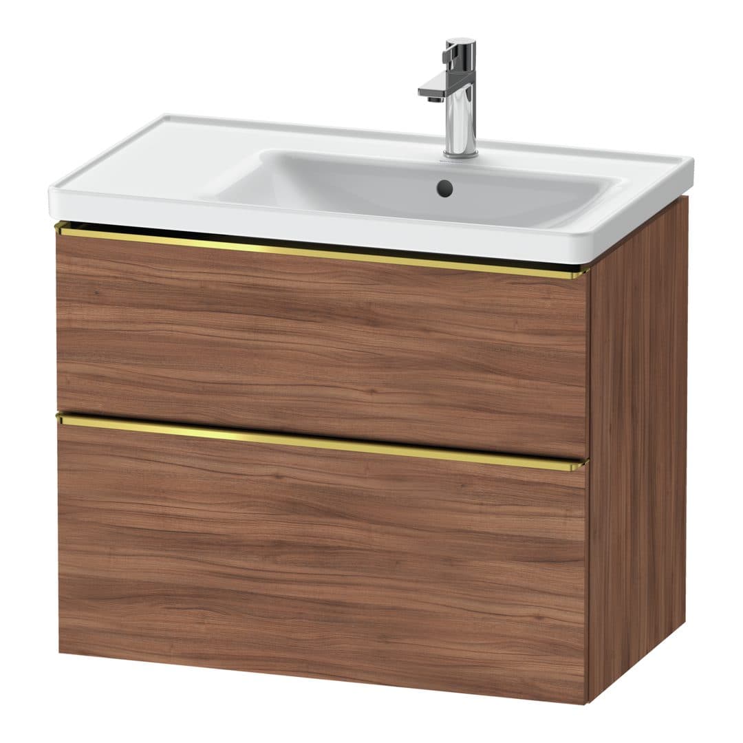 Duravit D-Neo – Έπιπλο Νιπτήρα – 784 mm, 2 συρτάρια, νιπτήρας δεξιά, Gold Polished – Walnut Matt, Decor (DE4358034790000)