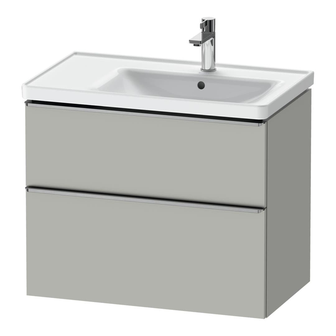 Duravit D-Neo – Έπιπλο Νιπτήρα – 784 mm, 2 συρτάρια, νιπτήρας δεξιά, Stainless steel Brushed – Concrete grey Matt, Decor (DE4358070070000)