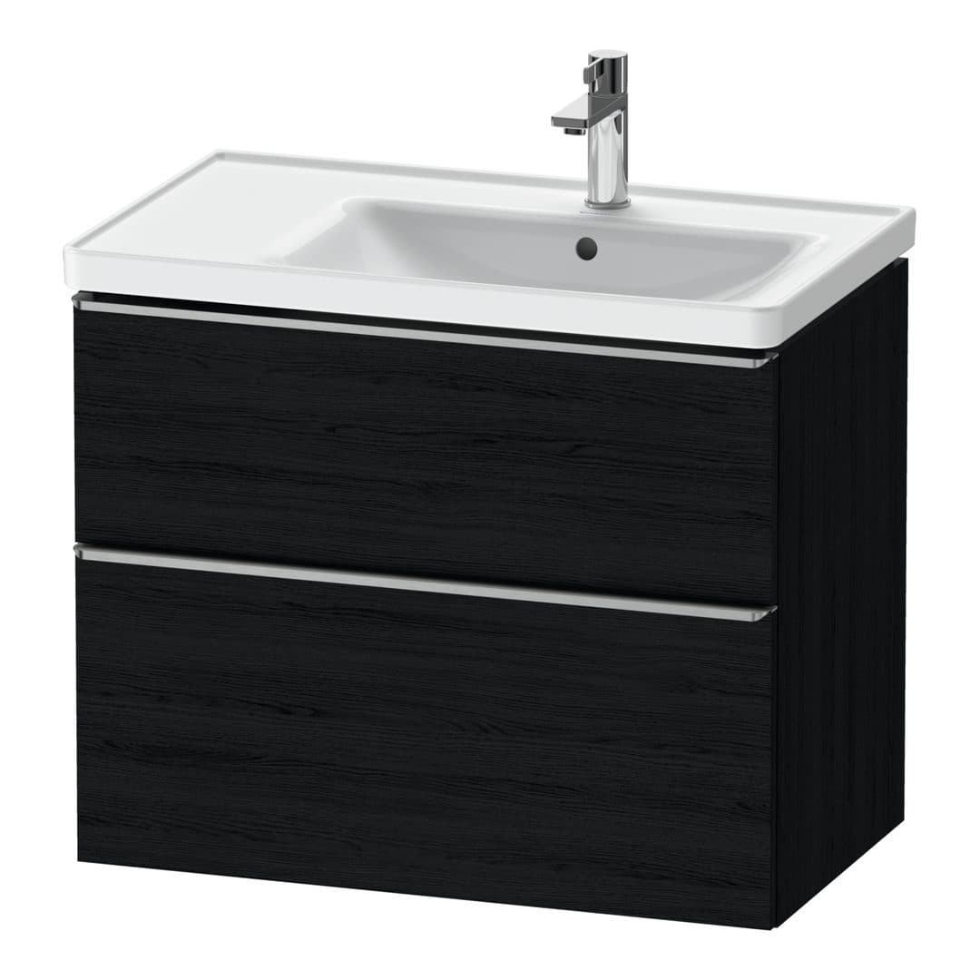 Duravit D-Neo – Έπιπλο Νιπτήρα – 784 mm, 2 συρτάρια, νιπτήρας δεξιά, Stainless steel Brushed – Black oak Matt, Decor (DE4358070160000)