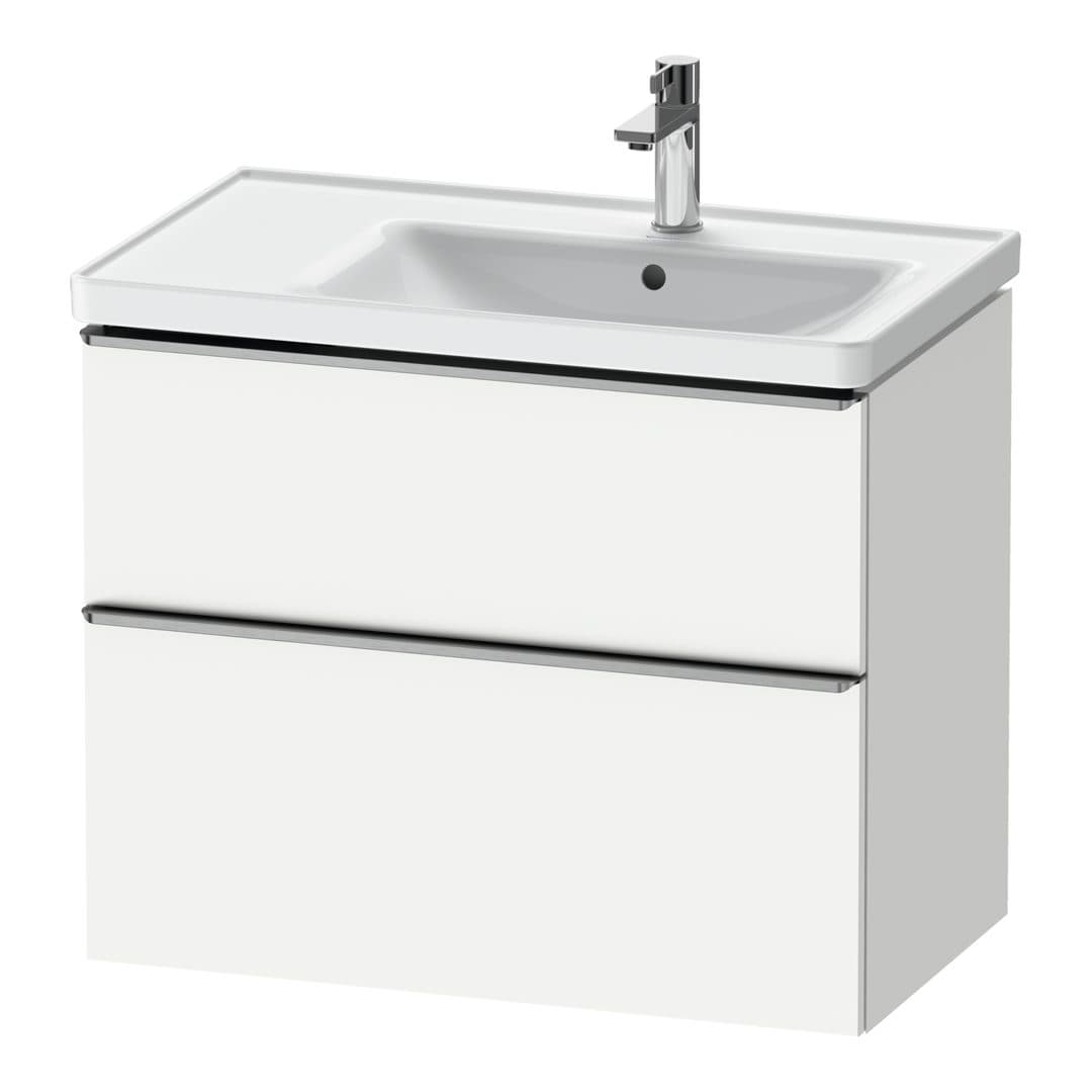 Duravit D-Neo – Έπιπλο Νιπτήρα – 784 mm, 2 συρτάρια, νιπτήρας δεξιά, Stainless steel Brushed – White Matt, Decor (DE4358070180000)