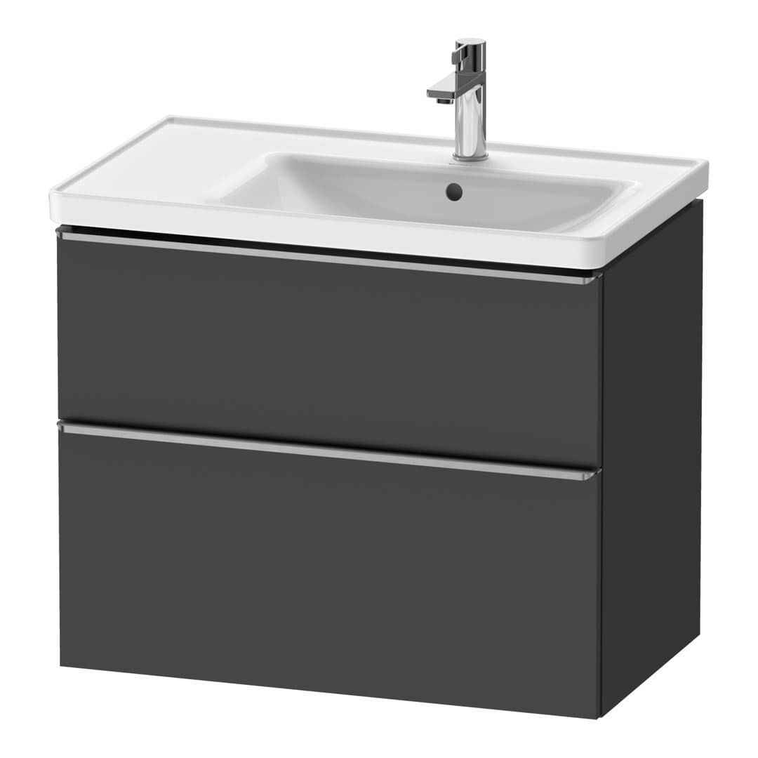 Duravit D-Neo – Έπιπλο Νιπτήρα – 784 mm, 2 συρτάρια, νιπτήρας δεξιά, Stainless steel Brushed – Graphite Matt, Decor (DE4358070490000)