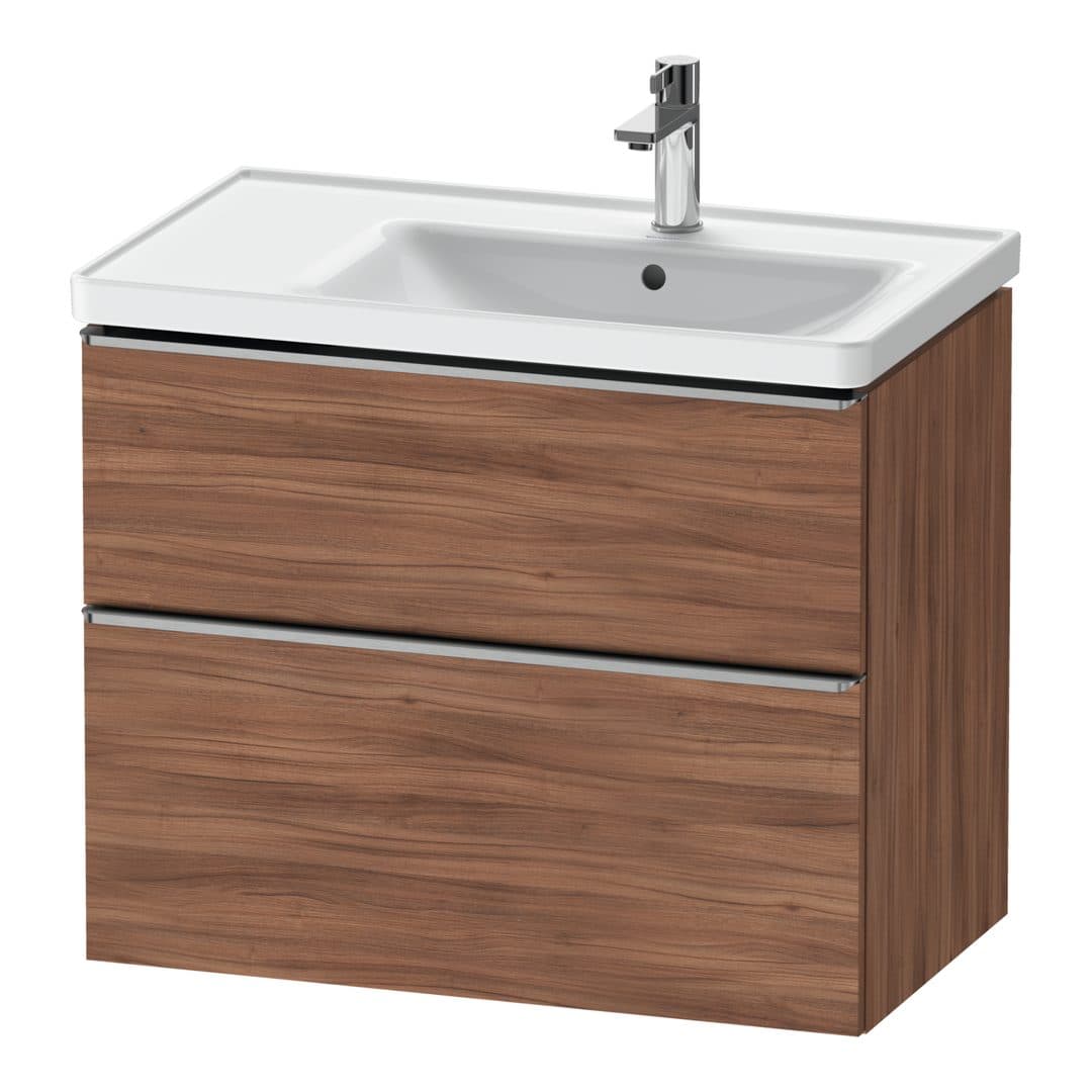 Duravit D-Neo – Έπιπλο Νιπτήρα – 784 mm, 2 συρτάρια, νιπτήρας δεξιά, Stainless steel Brushed – Walnut Matt, Decor (DE4358070790000)