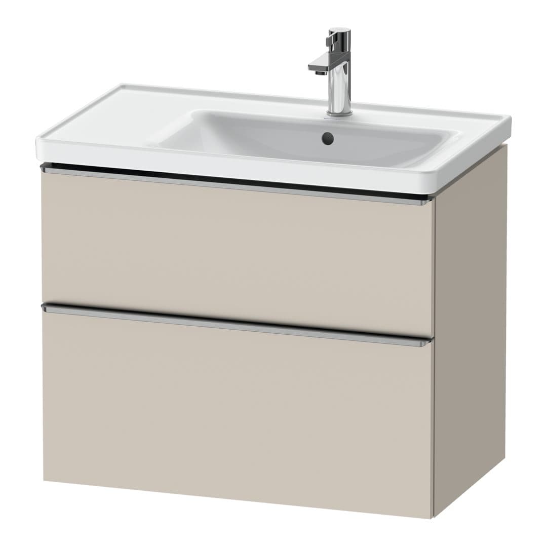 Duravit D-Neo – Έπιπλο Νιπτήρα – 784 mm, 2 συρτάρια, νιπτήρας δεξιά, Stainless steel Brushed – Taupe Matt, Decor (DE4358070910000)