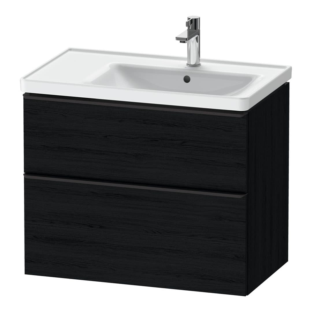 Duravit D-Neo – Έπιπλο Νιπτήρα – 784 mm, 2 συρτάρια, νιπτήρας δεξιά, Diamond black Matt – Black oak Matt, Decor (DE43580BD160000)