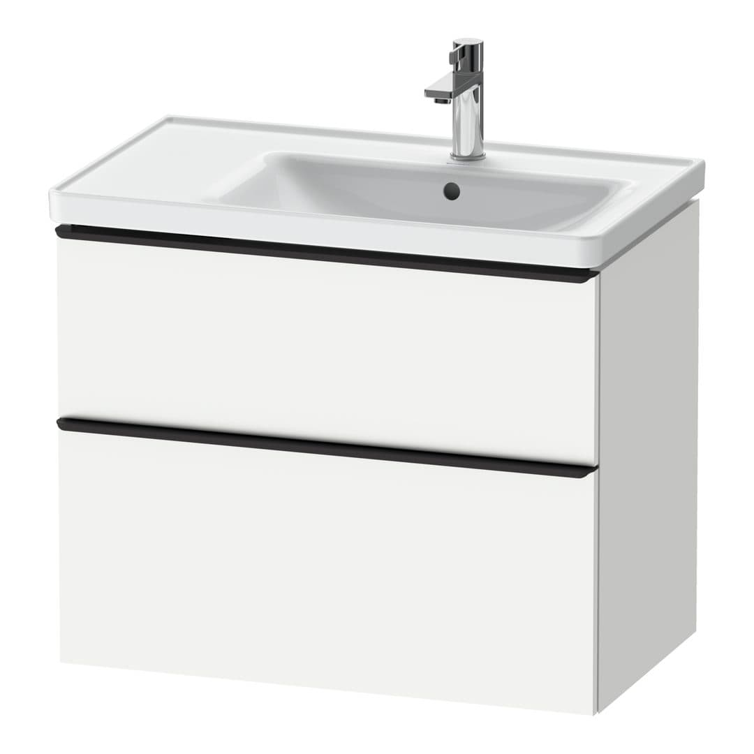 Duravit D-Neo – Έπιπλο Νιπτήρα – 784 mm, 2 συρτάρια, νιπτήρας δεξιά, Diamond black Matt – White Matt, Decor (DE43580BD180000)
