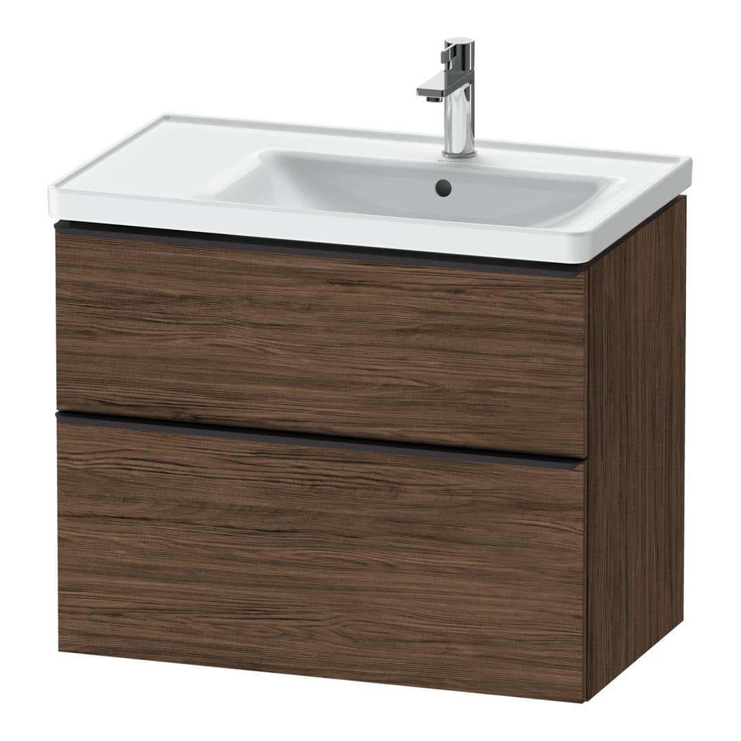 Duravit D-Neo – Έπιπλο Νιπτήρα – 784 mm, 2 συρτάρια, νιπτήρας δεξιά, Diamond black Matt – Walnut dark Matt, Decor (DE43580BD210000)