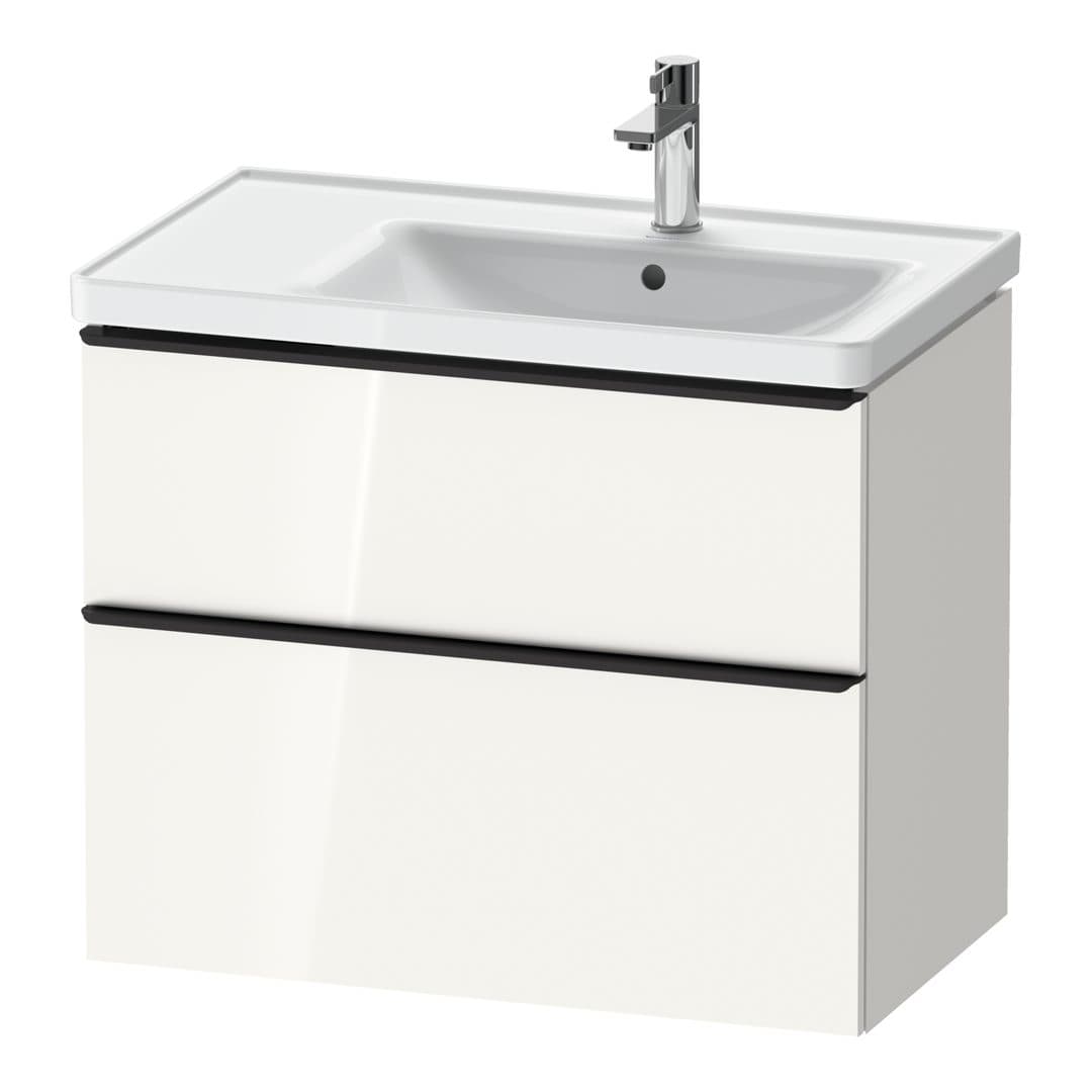 Duravit D-Neo – Έπιπλο Νιπτήρα – 784 mm, 2 συρτάρια, νιπτήρας δεξιά, Diamond black Matt – White High Gloss, Decor (DE43580BD220000)