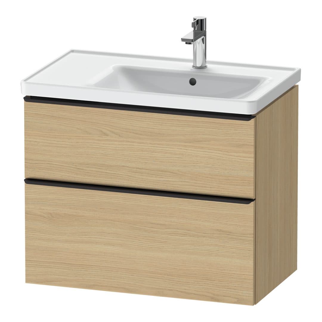 Duravit D-Neo – Έπιπλο Νιπτήρα – 784 mm, 2 συρτάρια, νιπτήρας δεξιά, Diamond black Matt – Natural oak, Decor (DE43580BD300000)