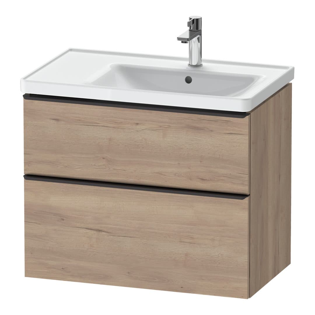 Duravit D-Neo – Έπιπλο Νιπτήρα – 784 mm, 2 συρτάρια, νιπτήρας δεξιά, Diamond black Matt – Marbled Oak Matt, Decor (DE43580BD550000)