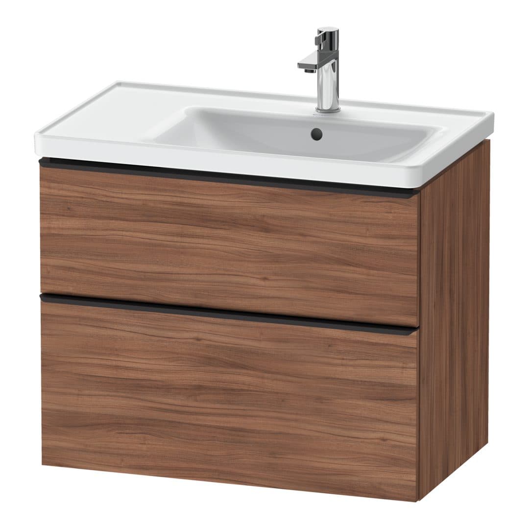 Duravit D-Neo – Έπιπλο Νιπτήρα – 784 mm, 2 συρτάρια, νιπτήρας δεξιά, Diamond black Matt – Walnut Matt, Decor (DE43580BD790000)