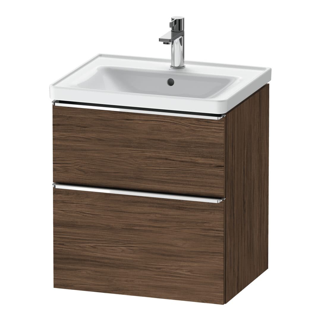 Duravit D-Neo – Έπιπλο Νιπτήρα – 584 mm, 2 συρτάρια, νιπτήρας κέντρο, 584 x 452 x 625 mm, Chrome High Gloss – Walnut dark Matt, Decor (DE4359010210000)