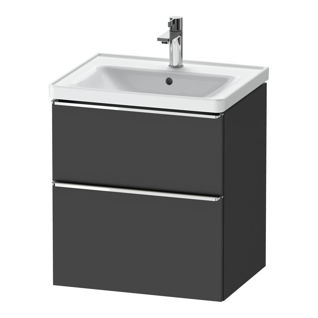 Duravit D-Neo – Έπιπλο Νιπτήρα – 584 mm, 2 συρτάρια, νιπτήρας κέντρο, 584 x 452 x 625 mm, Chrome High Gloss – Graphite Matt, Decor (DE4359010490000)