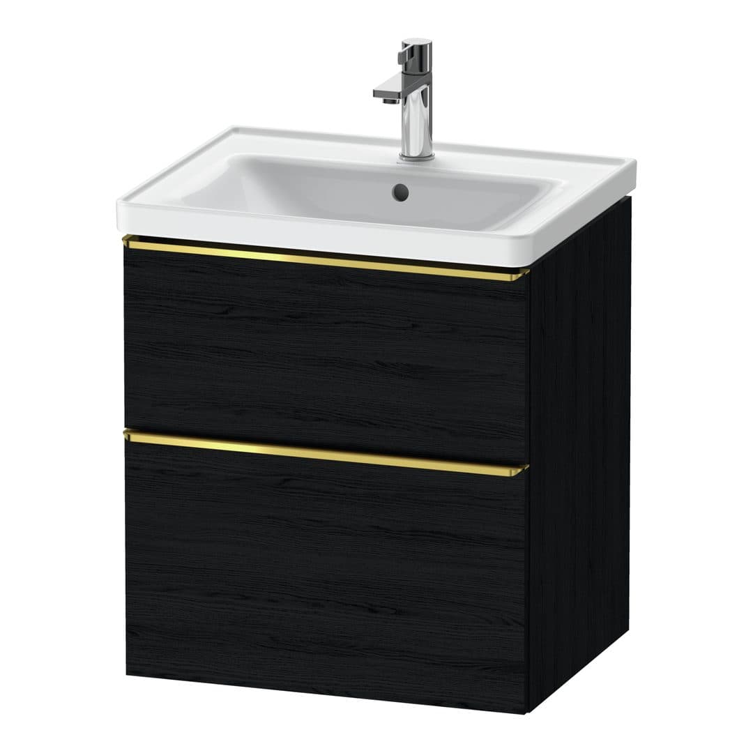 Duravit D-Neo – Έπιπλο Νιπτήρα – 584 mm, 2 συρτάρια, νιπτήρας κέντρο, 584 x 452 x 625 mm, Gold Polished – Black oak Matt, Decor (DE4359034160000)