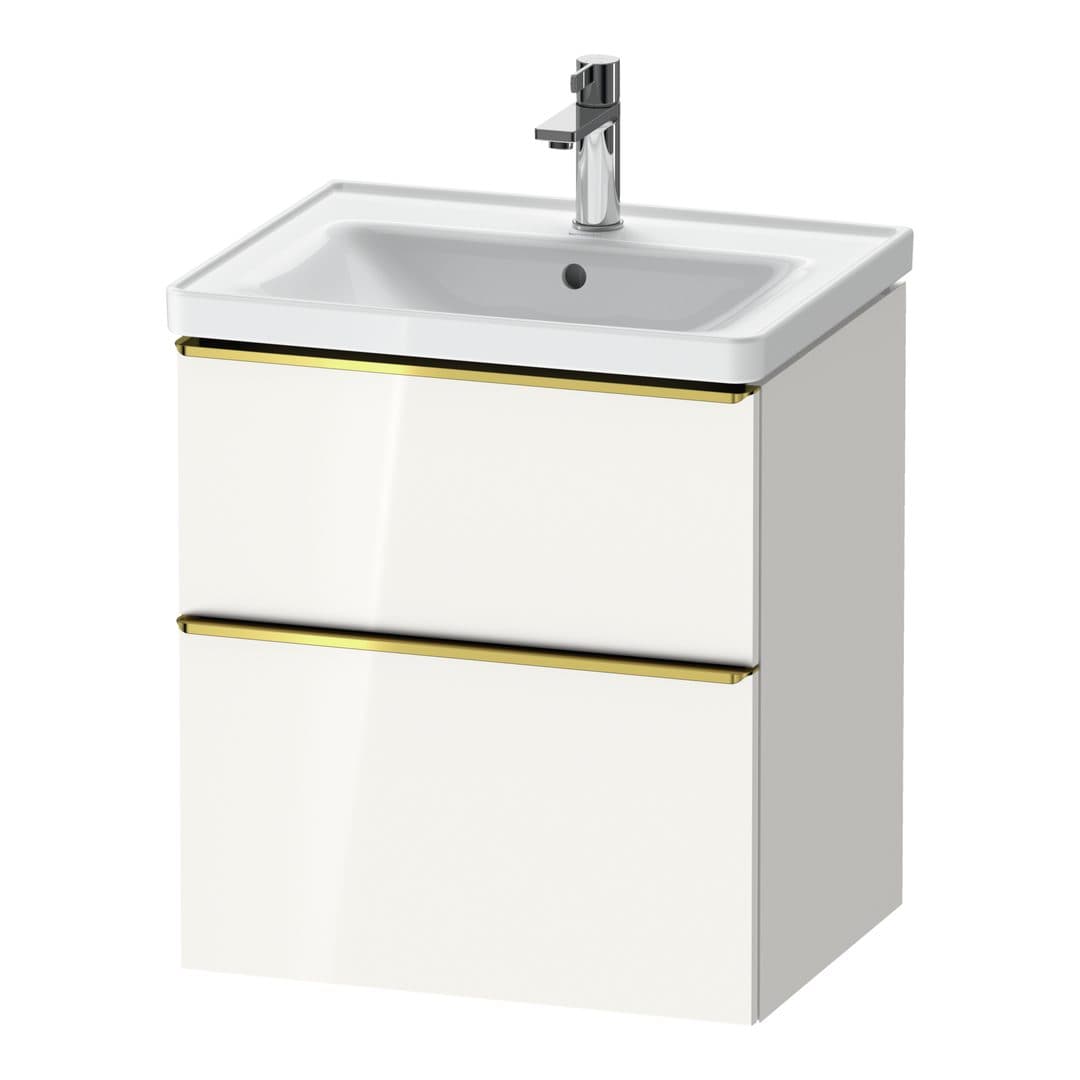 Duravit D-Neo – Έπιπλο Νιπτήρα – 584 mm, 2 συρτάρια, νιπτήρας κέντρο, 584 x 452 x 625 mm, Gold Polished – White High Gloss, Decor (DE4359034220000)