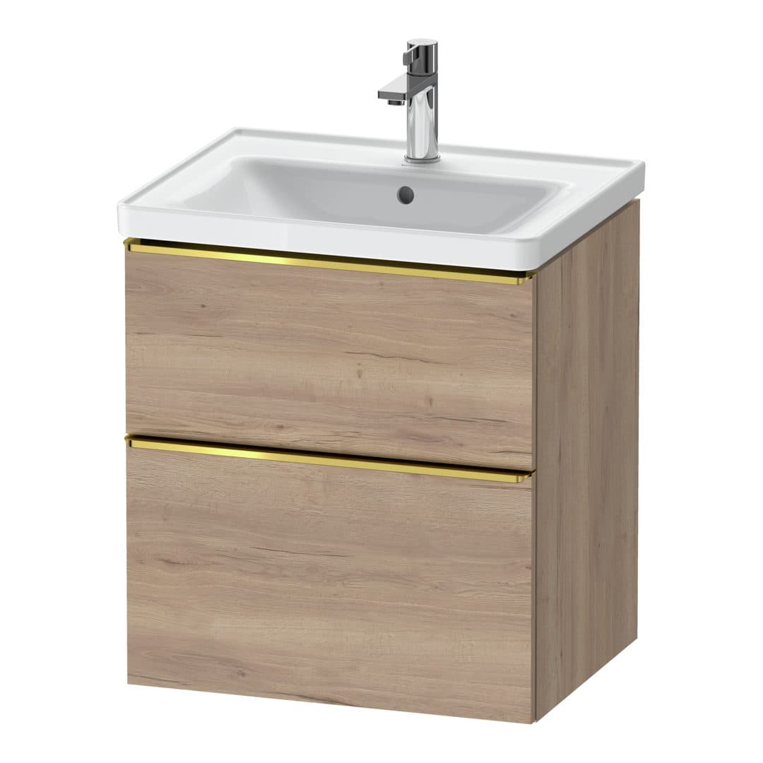 Duravit D-Neo – Έπιπλο Νιπτήρα – 584 mm, 2 συρτάρια, νιπτήρας κέντρο, 584 x 452 x 625 mm, Gold Polished – Marbled Oak Matt, Decor (DE4359034550000)