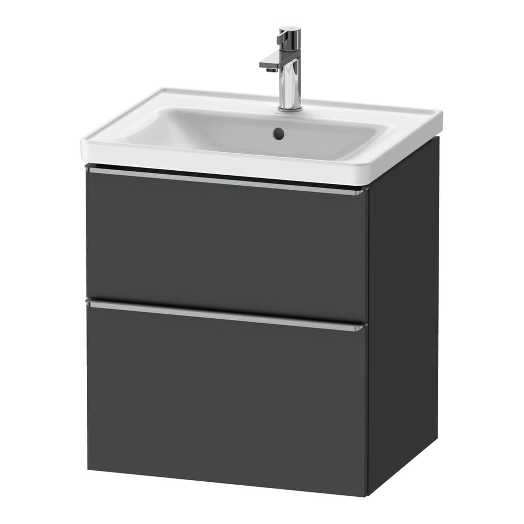 Duravit D-Neo – Έπιπλο Νιπτήρα – 584 mm, 2 συρτάρια, νιπτήρας κέντρο, 584 x 452 x 625 mm, Stainless steel Brushed – Graphite Matt, Decor (DE4359070490000)