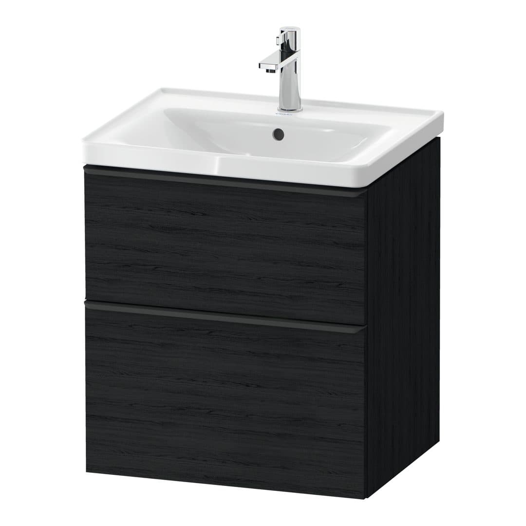 Duravit D-Neo – Έπιπλο Νιπτήρα – 584 mm, 2 συρτάρια, νιπτήρας κέντρο, 584 x 452 x 625 mm, Diamond black Matt – Black oak Matt, Decor (DE43590BD160000)