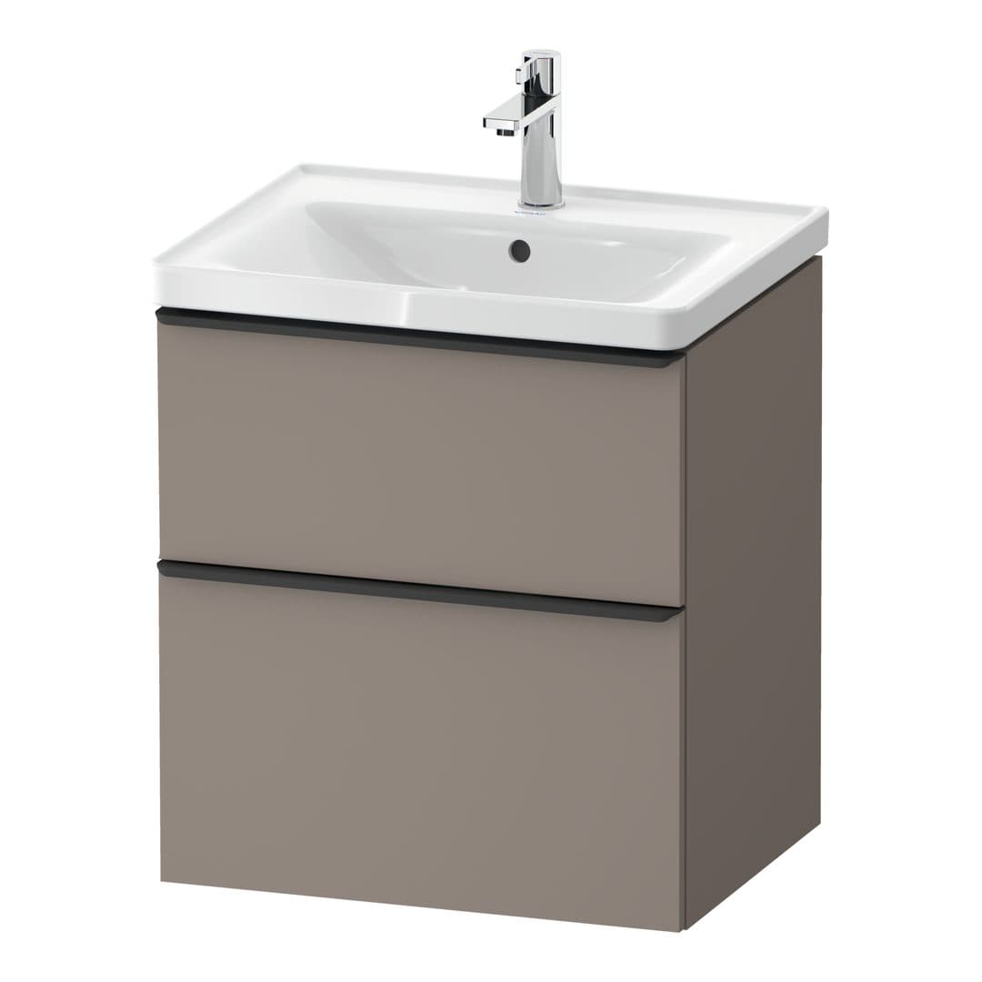 Duravit D-Neo – Έπιπλο Νιπτήρα – 584 mm, 2 συρτάρια, νιπτήρας κέντρο, 584 x 452 x 625 mm, Diamond black Matt – Basalte Matt, Decor (DE43590BD430000)