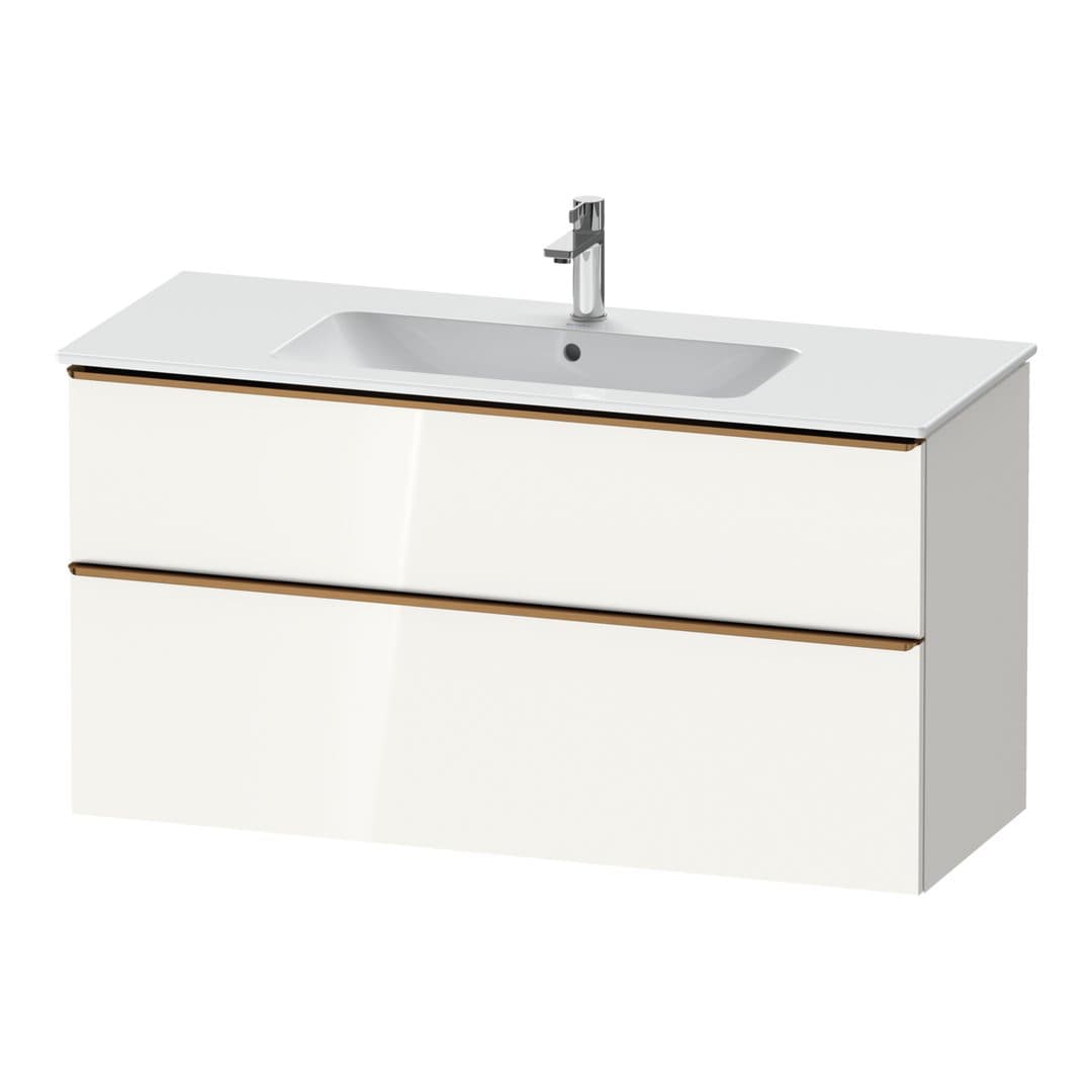Duravit D-Neo – Έπιπλο Νιπτήρα – 1210 mm, 2 συρτάρια, νιπτήρας κέντρο, Bronze Brushed – White High Gloss, Decor (DE4364004220000)