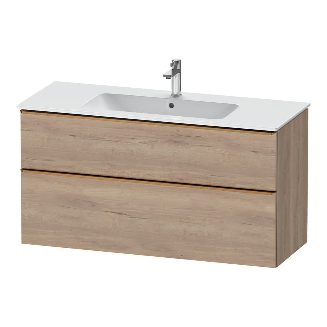 Duravit D-Neo – Έπιπλο Νιπτήρα – 1210 mm, 2 συρτάρια, νιπτήρας κέντρο, Bronze Brushed – Marbled Oak Matt, Decor (DE4364004550000)