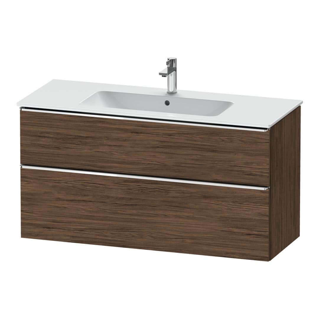 Duravit D-Neo – Έπιπλο Νιπτήρα – 1210 mm, 2 συρτάρια, νιπτήρας κέντρο, Chrome High Gloss – Walnut dark Matt, Decor (DE4364010210000)