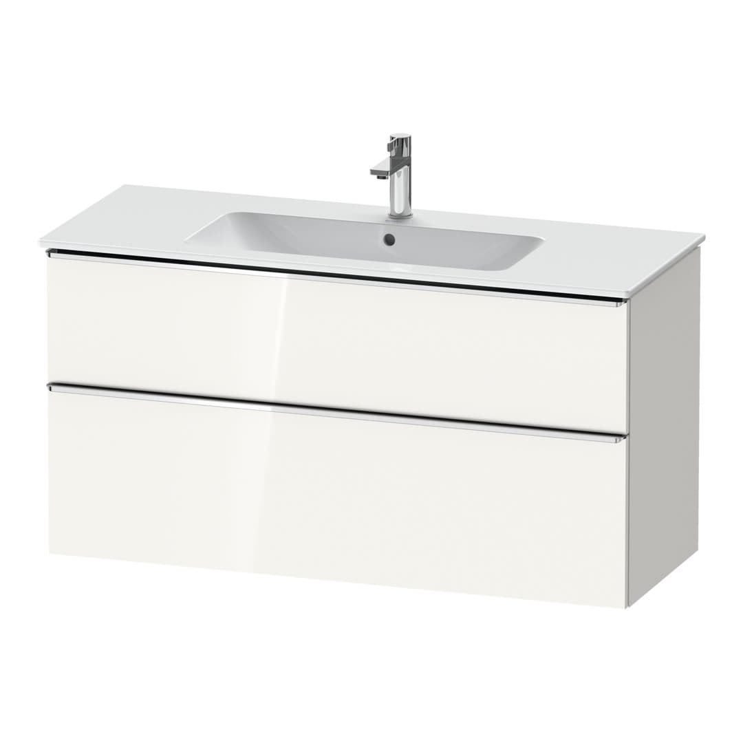 Duravit D-Neo – Έπιπλο Νιπτήρα – 1210 mm, 2 συρτάρια, νιπτήρας κέντρο, Chrome High Gloss – White High Gloss, Decor (DE4364010220000)