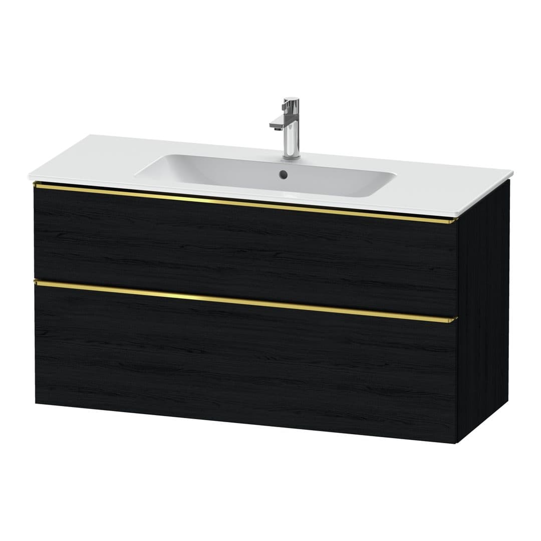 Duravit D-Neo – Έπιπλο Νιπτήρα – 1210 mm, 2 συρτάρια, νιπτήρας κέντρο, Gold Polished – Black oak Matt, Decor (DE4364034160000)