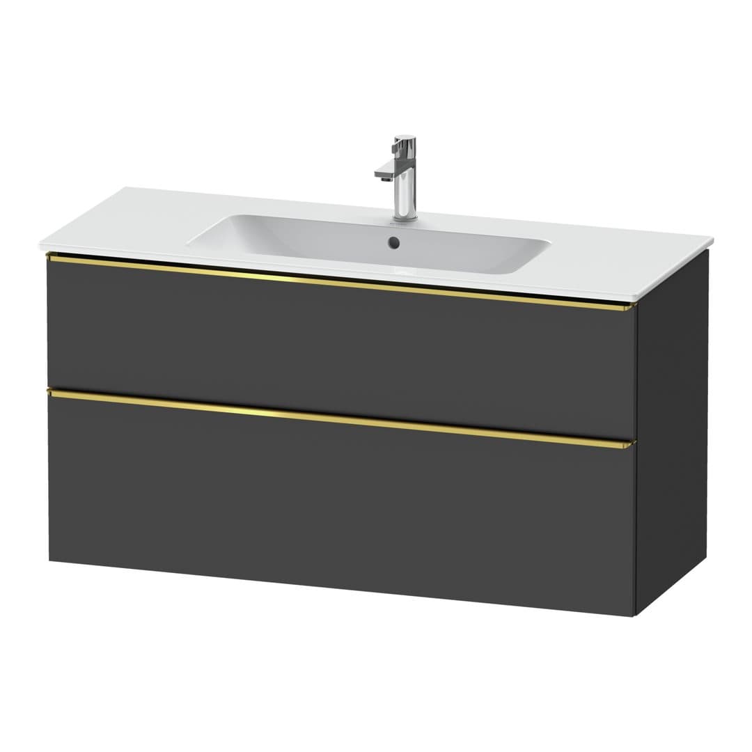 Duravit D-Neo – Έπιπλο Νιπτήρα – 1210 mm, 2 συρτάρια, νιπτήρας κέντρο, Gold Polished – Graphite Matt, Decor (DE4364034490000)