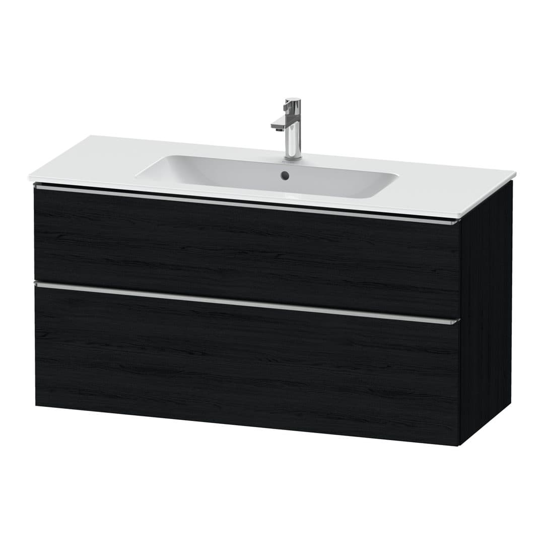 Duravit D-Neo – Έπιπλο Νιπτήρα – 1210 mm, 2 συρτάρια, νιπτήρας κέντρο, Stainless steel Brushed – Black oak Matt, Decor (DE4364070160000)