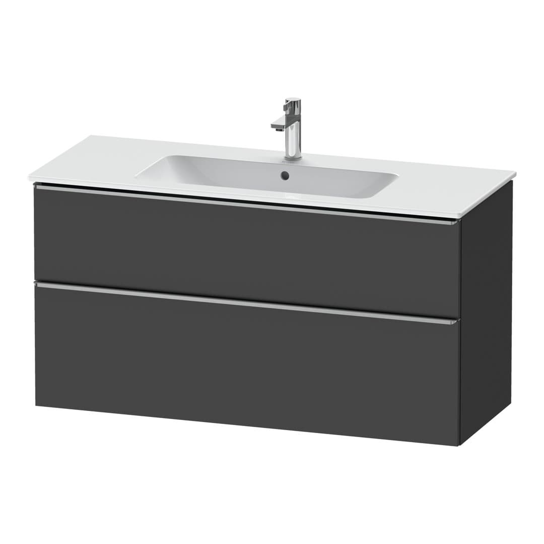Duravit D-Neo – Έπιπλο Νιπτήρα – 1210 mm, 2 συρτάρια, νιπτήρας κέντρο, Stainless steel Brushed – Graphite Matt, Decor (DE4364070490000)