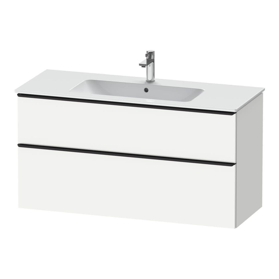 Duravit D-Neo – Έπιπλο Νιπτήρα – 1210 mm, 2 συρτάρια, νιπτήρας κέντρο, Diamond black Matt – White Matt, Decor (DE43640BD180000)