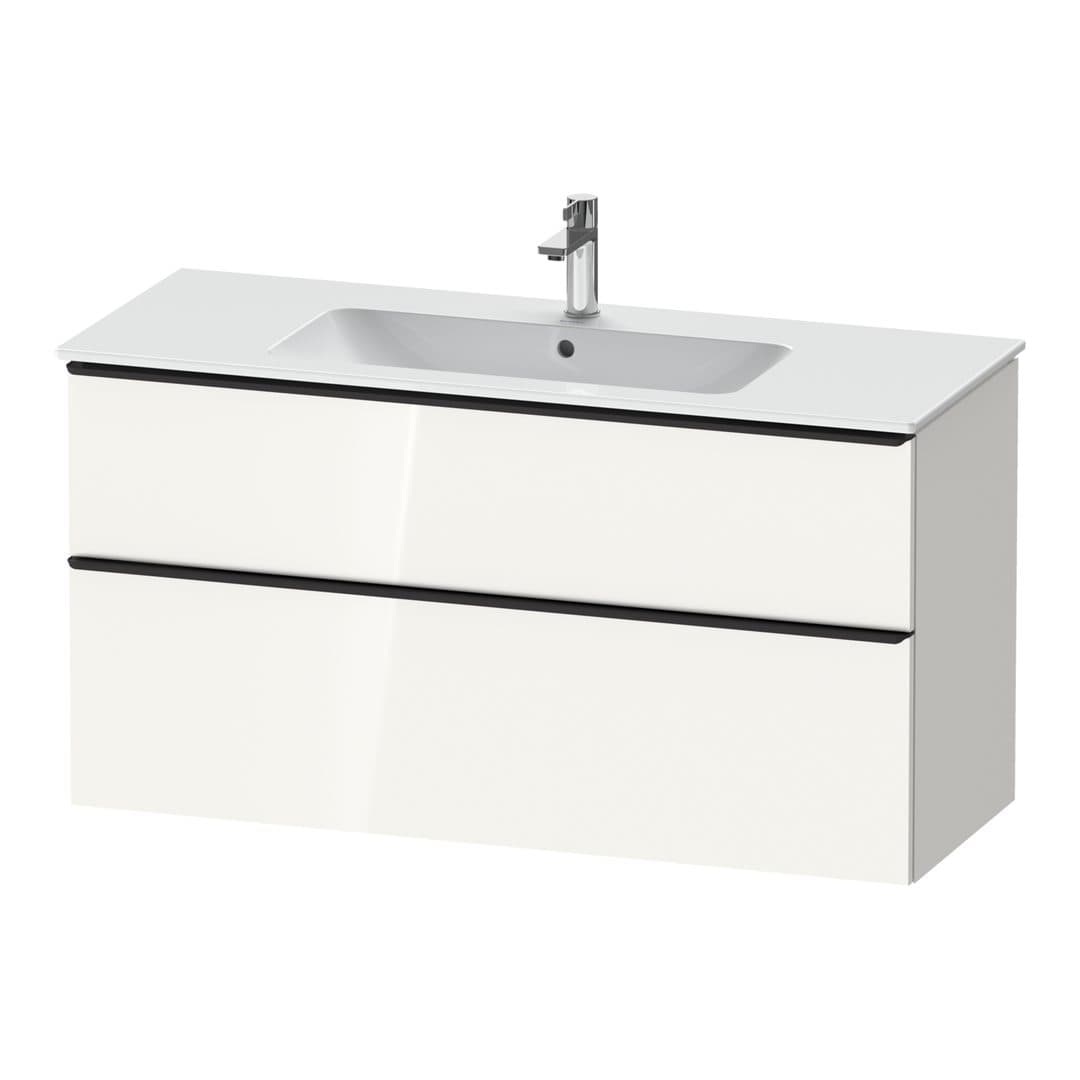 Duravit D-Neo – Έπιπλο Νιπτήρα – 1210 mm, 2 συρτάρια, νιπτήρας κέντρο, Diamond black Matt – White High Gloss, Decor (DE43640BD220000)
