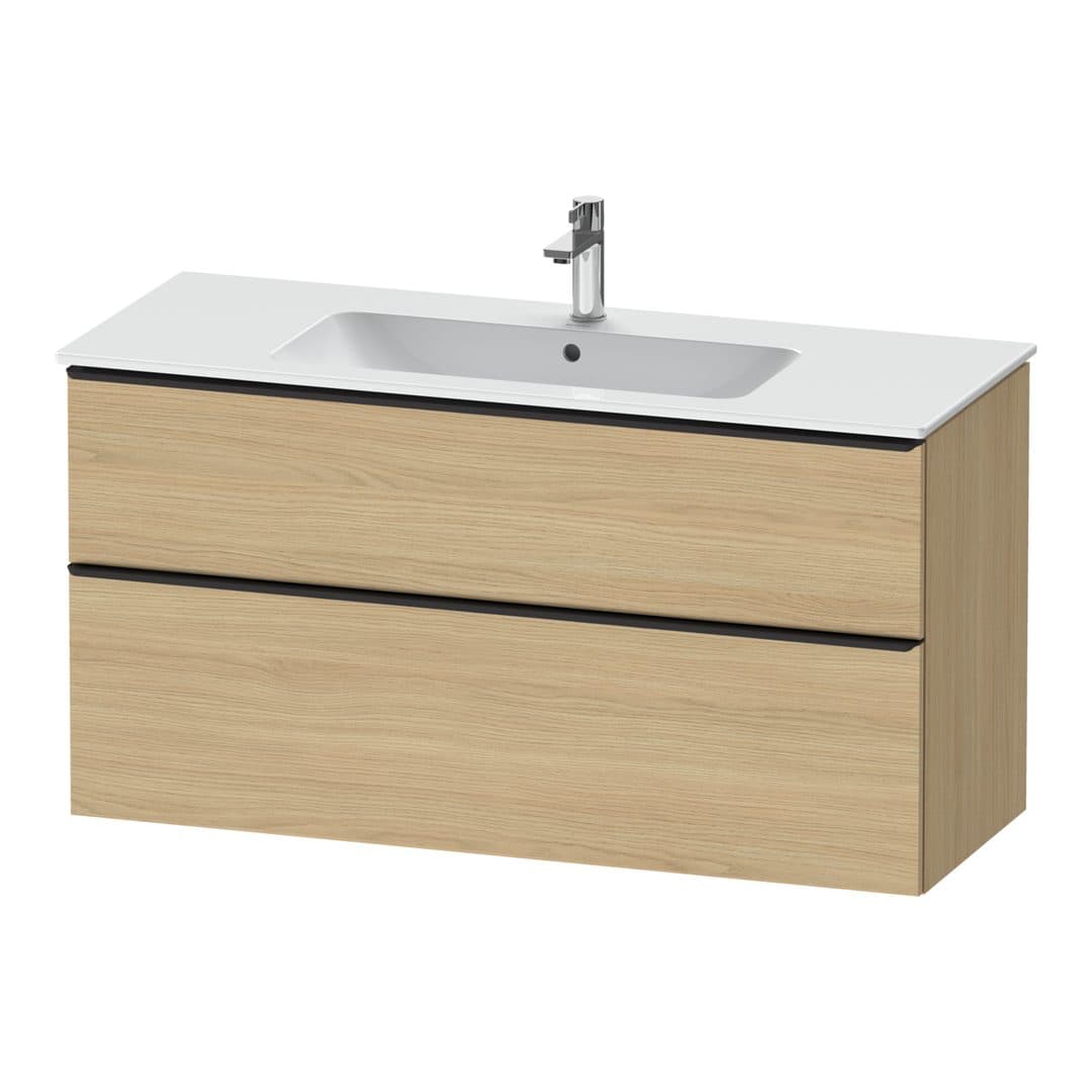 Duravit D-Neo – Έπιπλο Νιπτήρα – 1210 mm, 2 συρτάρια, νιπτήρας κέντρο, Diamond black Matt – Natural oak, Decor (DE43640BD300000)