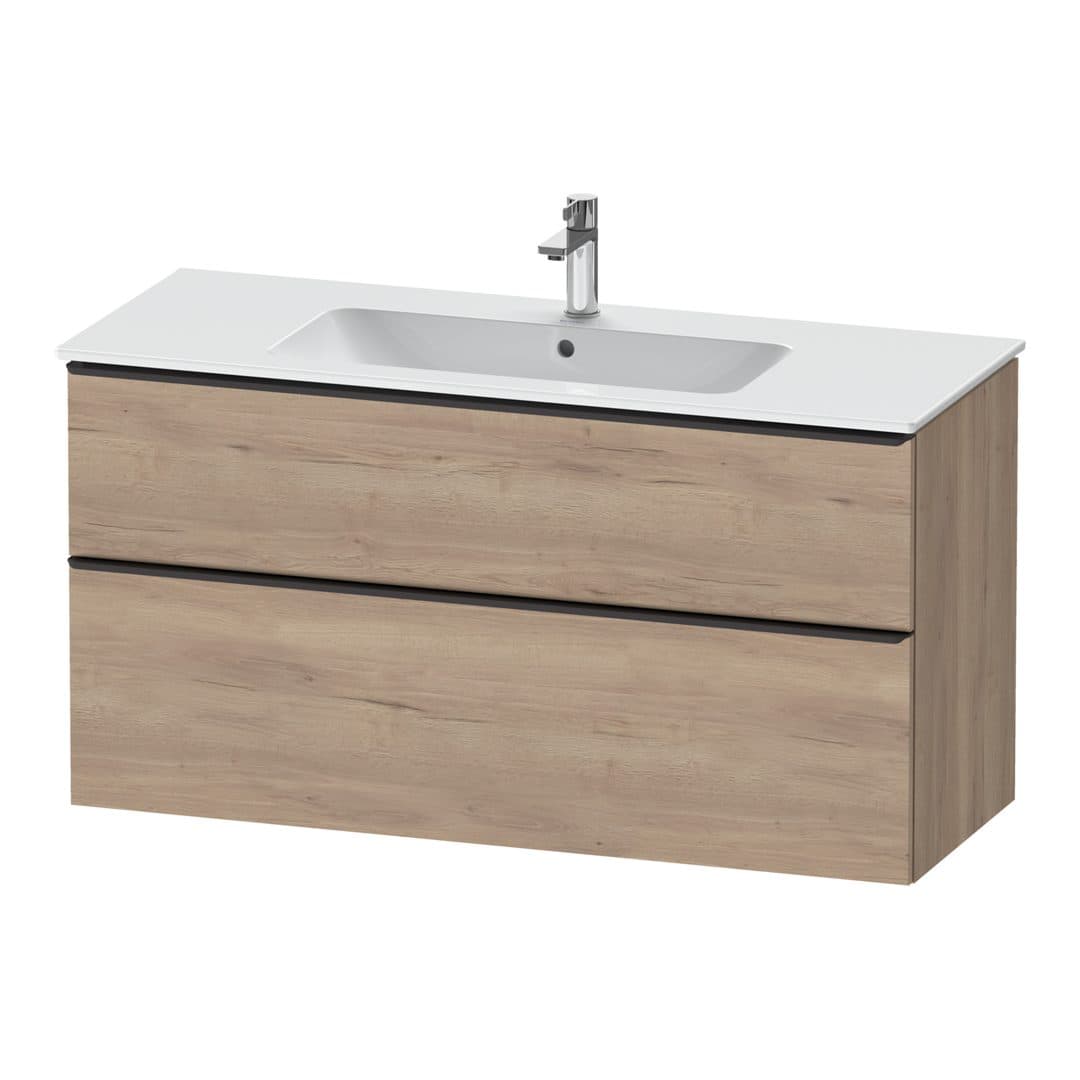 Duravit D-Neo – Έπιπλο Νιπτήρα – 1210 mm, 2 συρτάρια, νιπτήρας κέντρο, Diamond black Matt – Marbled Oak Matt, Decor (DE43640BD550000)