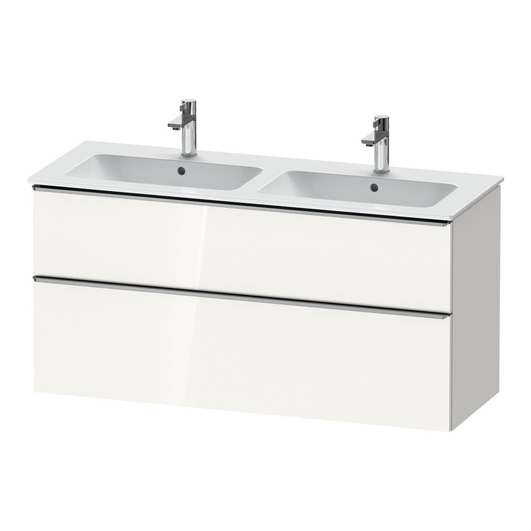 Duravit D-Neo – Έπιπλο Νιπτήρα – 1280 mm, 2 συρτάρια, Stainless steel Brushed – White High Gloss, Decor (DE4365070220000)