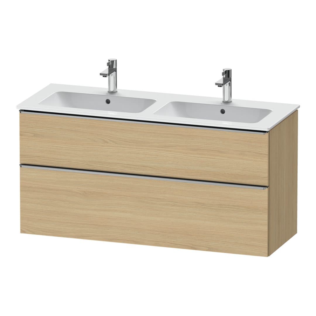 Duravit D-Neo – Έπιπλο Νιπτήρα – 1280 mm, 2 συρτάρια, Stainless steel Brushed – Natural oak, Decor (DE4365070300000)