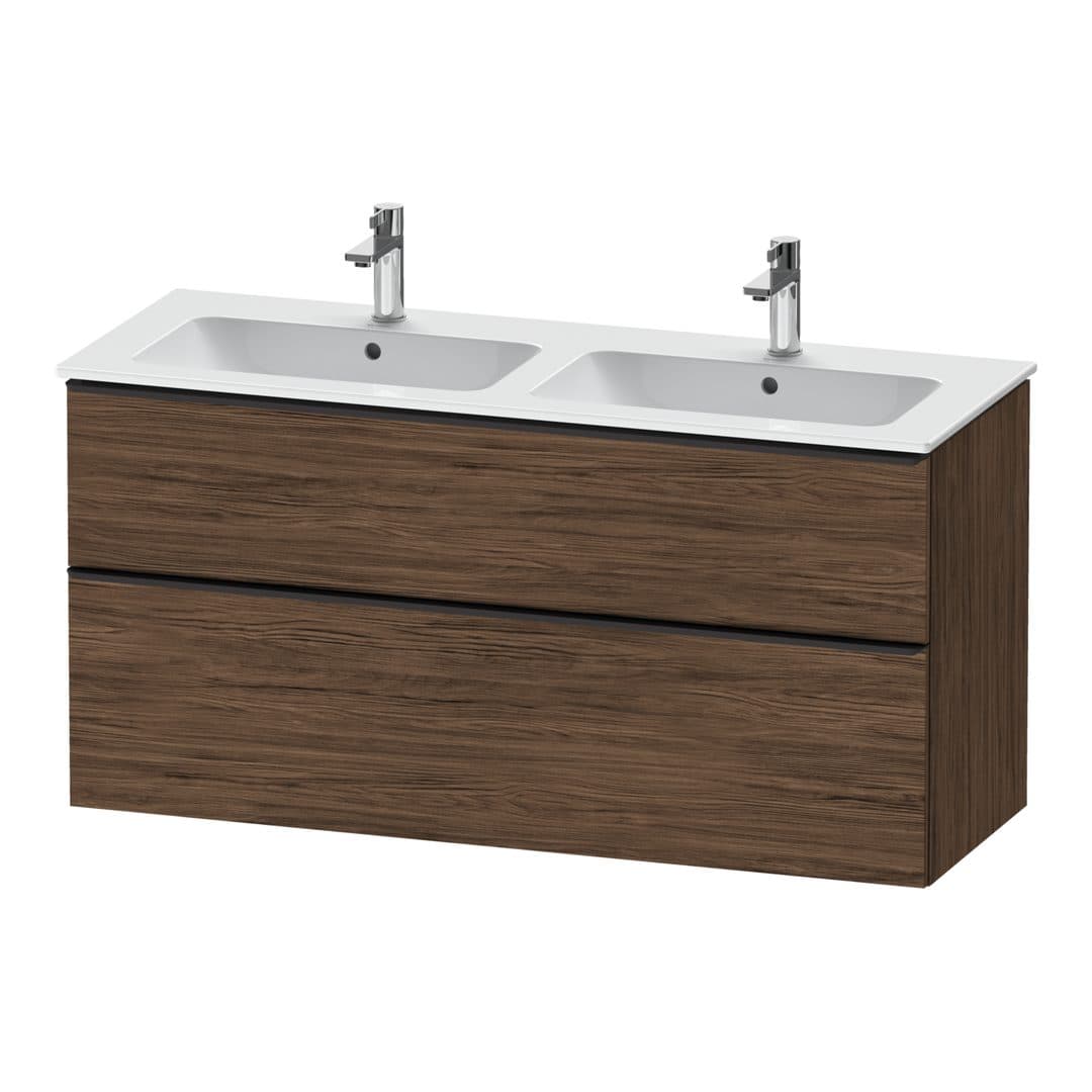 Duravit D-Neo – Έπιπλο Νιπτήρα – 1280 mm, 2 συρτάρια, Diamond black Matt – Walnut dark Matt, Decor (DE43650BD210000)